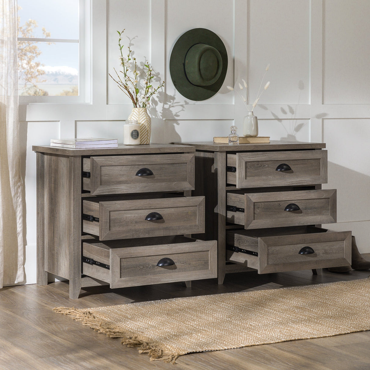 Odette Transitional Farmhouse Nightstand Collection-Bedroom-Parc Decor