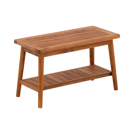 Oiled Teak Shower and Bath Decor Bench with Shelf - 30"