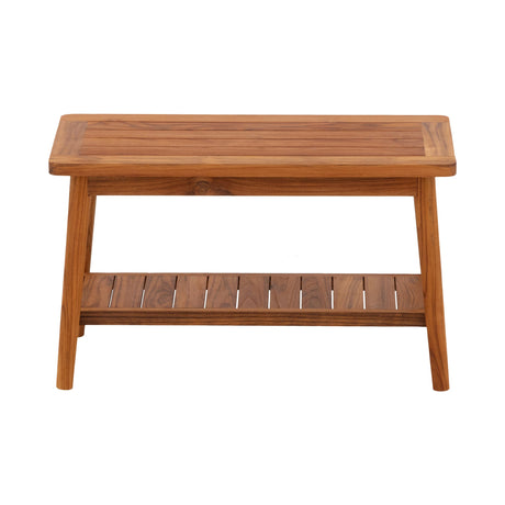 Oiled Teak Shower and Bath Decor Bench with Shelf - 30"
