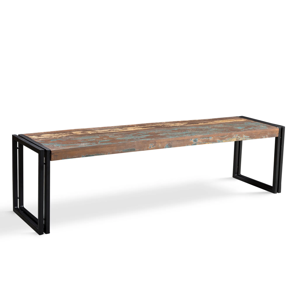 Old Reclaimed Wood Bench with Metal Legs-Bench-Parc Decor