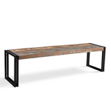 Old Reclaimed Wood Bench with Metal Legs-Bench-Parc Decor
