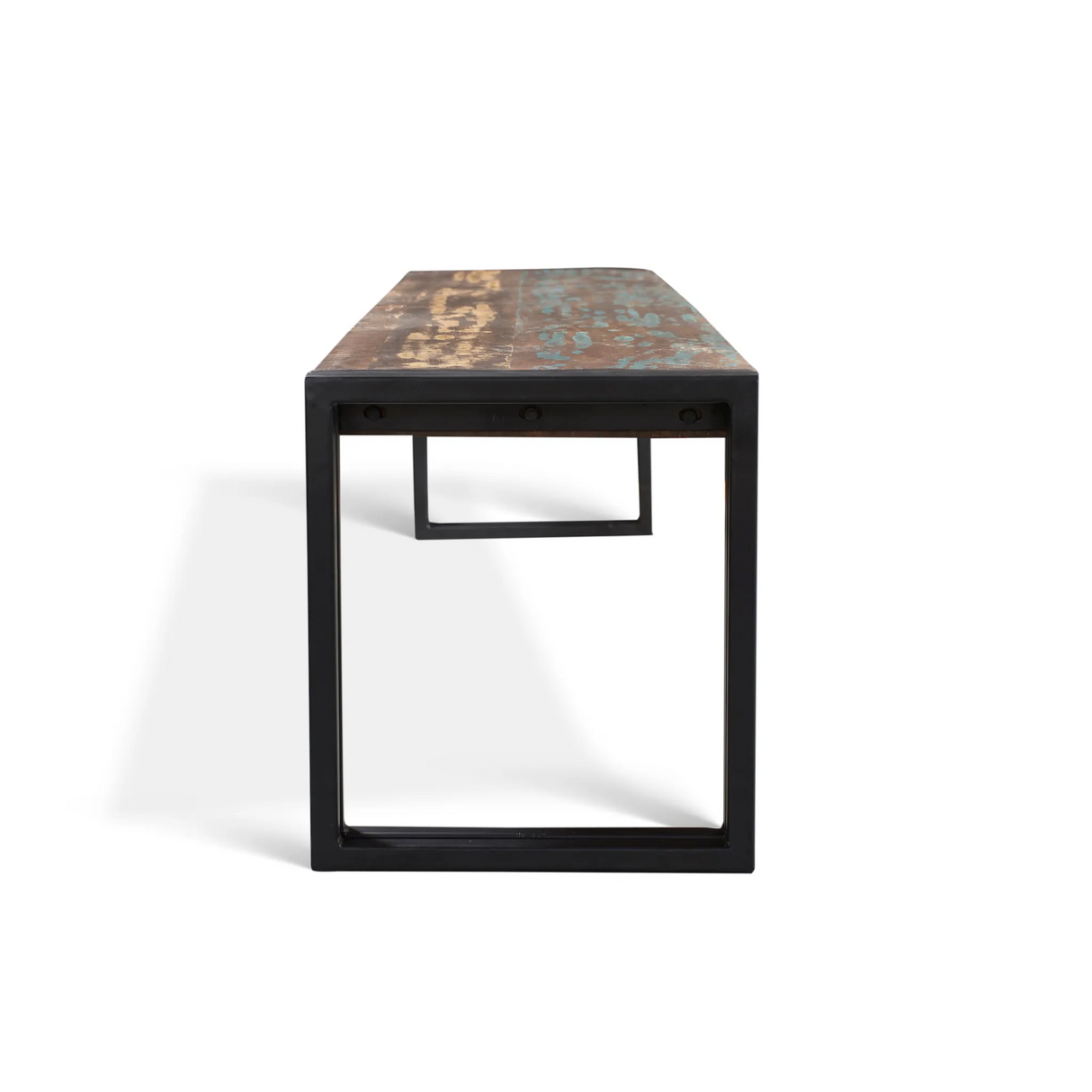 Old Reclaimed Wood Bench with Metal Legs-Bench-Parc Decor