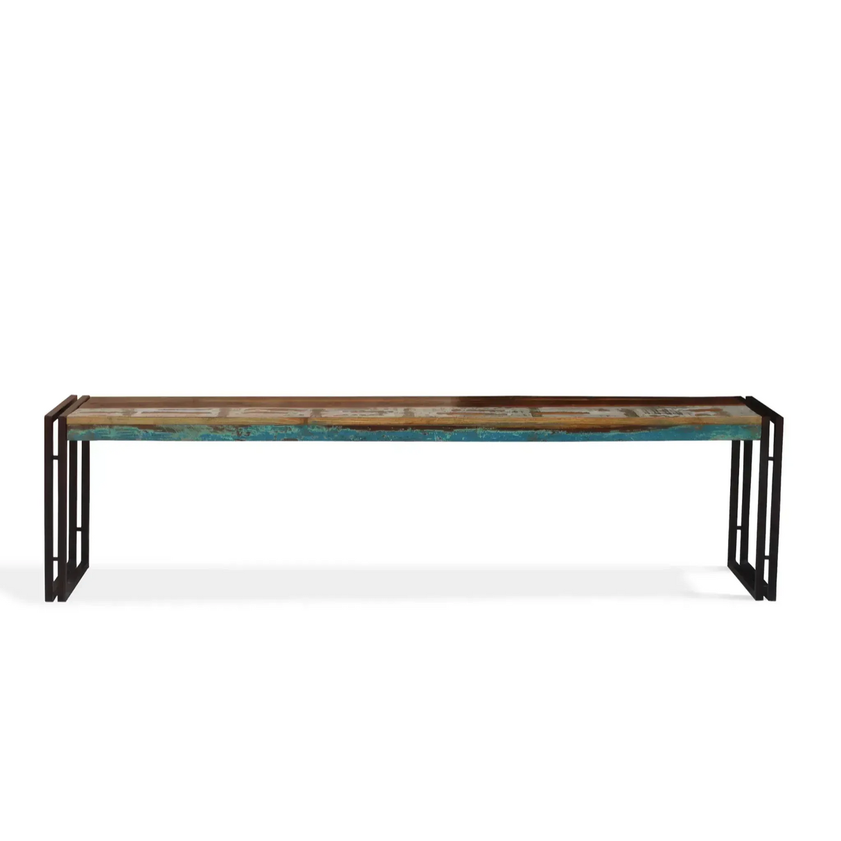 Old Reclaimed Wood Bench with Metal Legs-Bench-Parc Decor