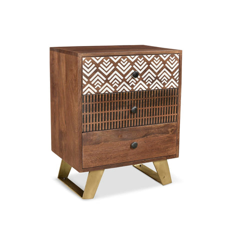 Olga Retro Side Table with Drawers-End table-Parc Decor