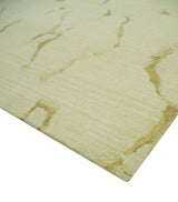 Olive and Gold Modern Abstract Design Hand loom 6x9 wool and Art silk Area Rug-Area Rug-Parc Decor