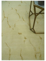 Olive and Gold Modern Abstract Design Hand loom 6x9 wool and Art silk Area Rug-Area Rug-Parc Decor