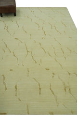 Olive and Gold Modern Abstract Design Hand loom 6x9 wool and Art silk Area Rug-Area Rug-Parc Decor