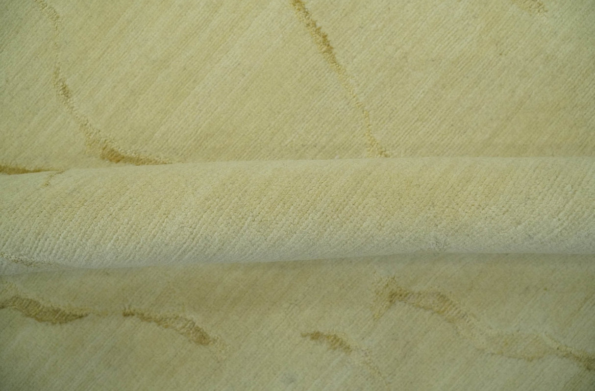 Olive and Gold Modern Abstract Design Hand loom 6x9 wool and Art silk Area Rug-Area Rug-Parc Decor