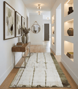 Olive and ivory 6x9 Modern Abstract Hand Woven Art Silk Rug