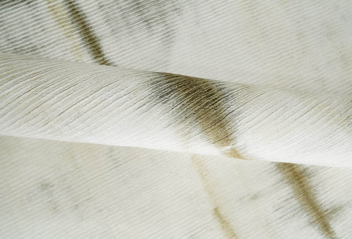 Olive and ivory 6x9 Modern Abstract Hand Woven Art Silk Rug