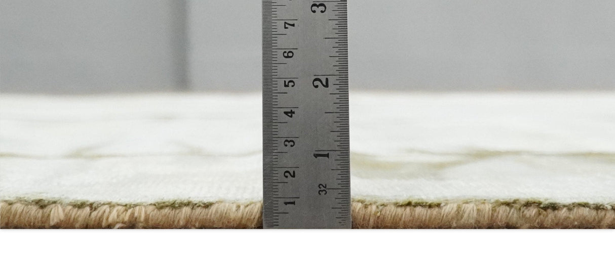 Olive and ivory 6x9 Modern Abstract Hand Woven Art Silk Rug | KNT1-Area Rug-Parc Decor