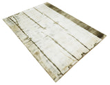 Olive and ivory 6x9 Modern Abstract Hand Woven Art Silk Rug | KNT1-Area Rug-Parc Decor