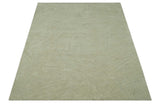 Olive and Ivory Modern Geometrical Stripes Textured Hand Tufted Multi size rug