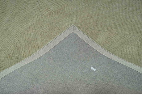 Olive and Ivory Modern Geometrical Stripes Textured Hand Tufted Multi size rug