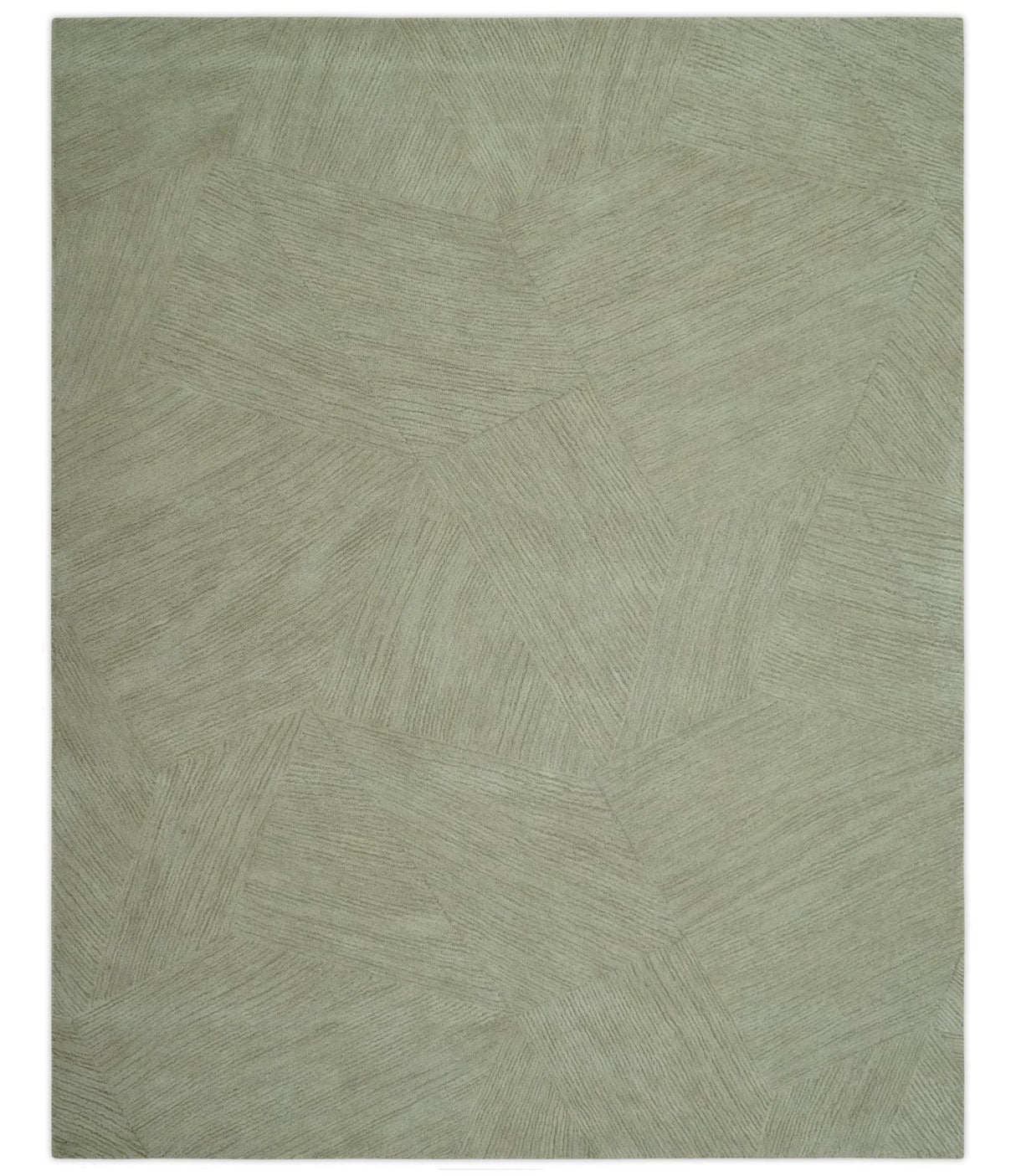 Olive and Ivory Modern Geometrical Stripes Textured Hand Tufted Multi size rug