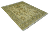 Olive, Beige and Gray Hand Knotted Traditional Oushak 8x10 wool Area Rug