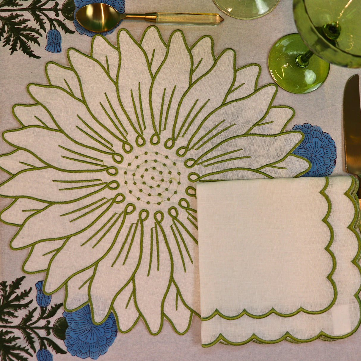 Olive Bloom Placemat - Set of 4-Placemat-Parc Decor