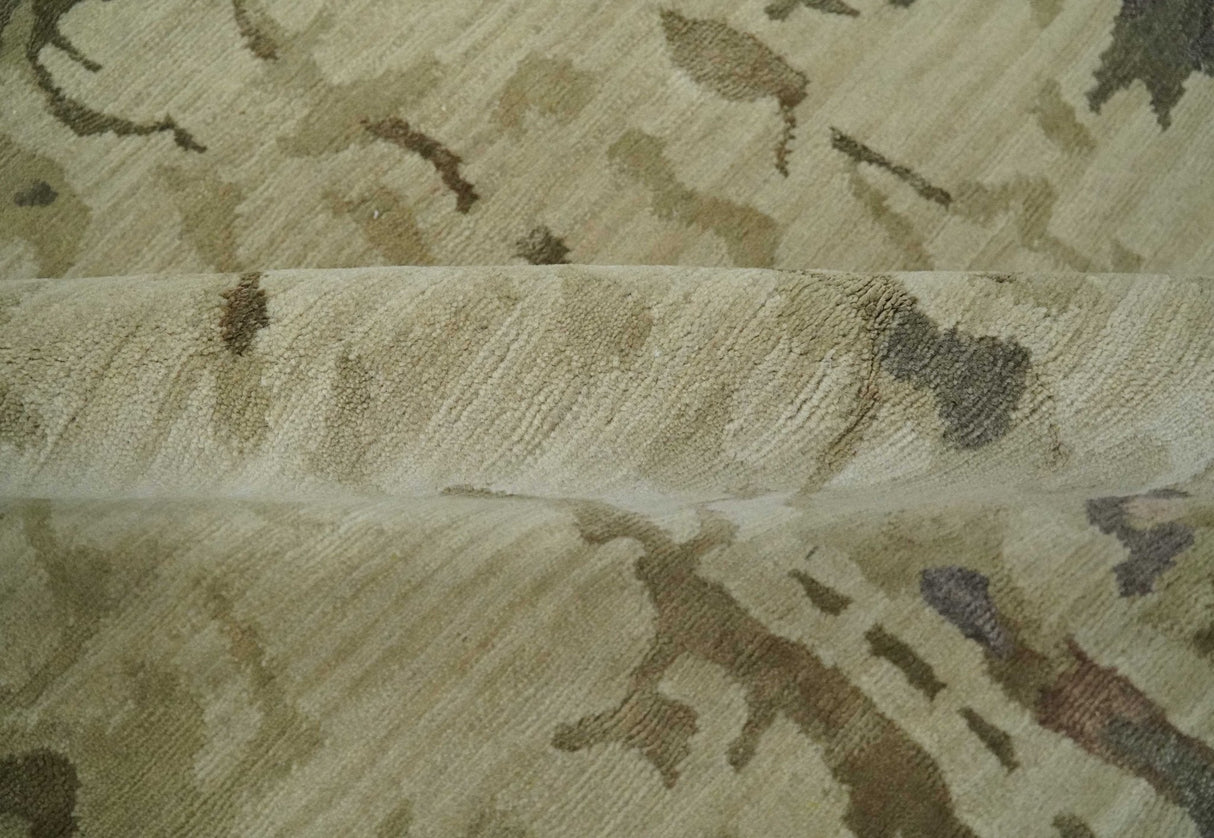 Olive, Brown and Charcoal Hand knotted 4x6 Abstract Wool and Art Silk Area Rug-Area Rug-Parc Decor