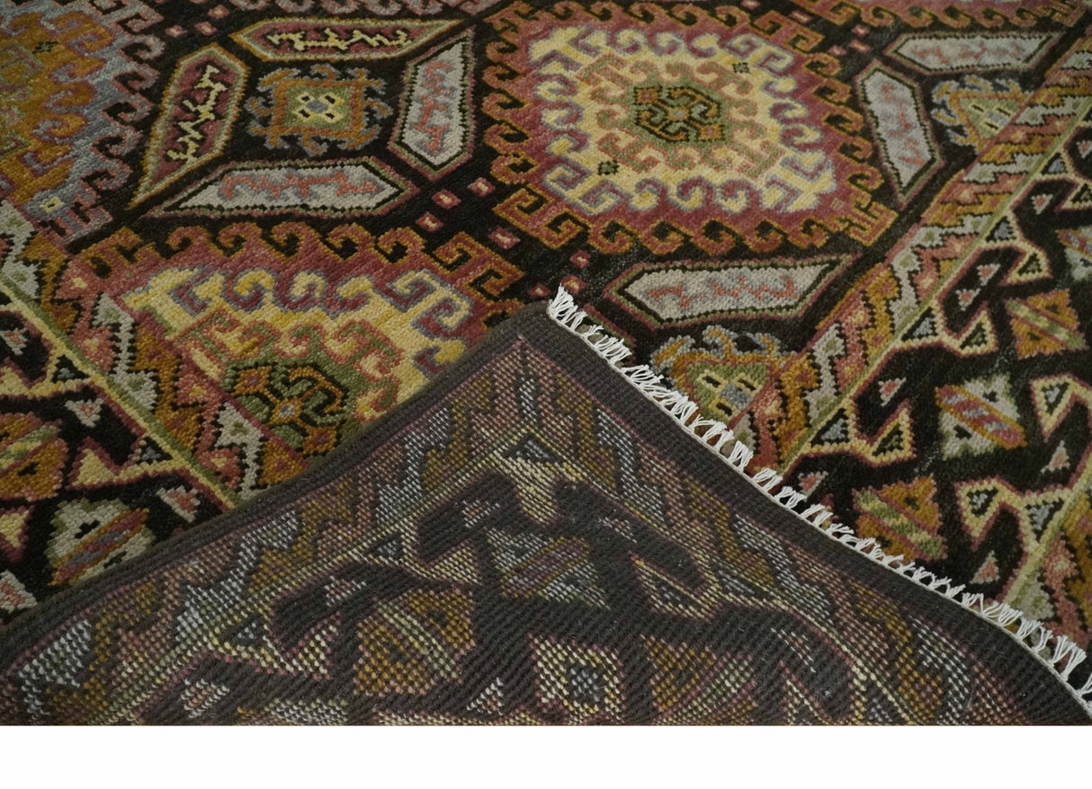 Olive, Gold, Black and Brown Oriental Traditional Hand Knotted Multi Size Wool Area Rug, Living Room and Bedroom Rug