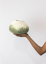 Olive Green Ombre Wool Decorative Ukhamba Bowl-Baskets & Vessels-Parc Decor