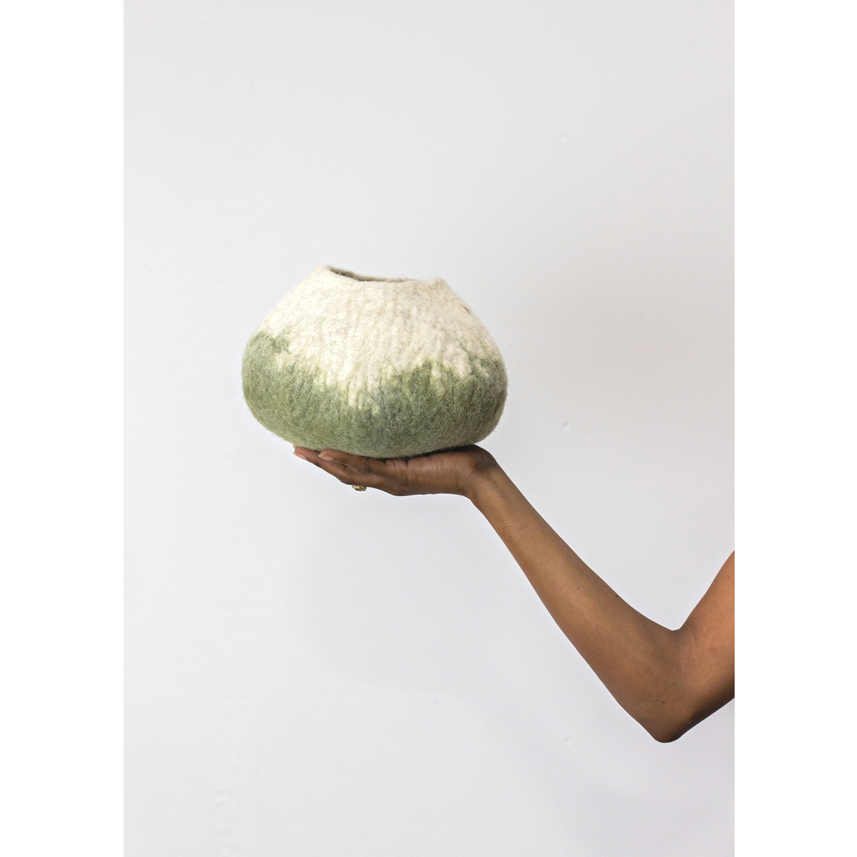 Olive Green Ombre Wool Decorative Ukhamba Bowl