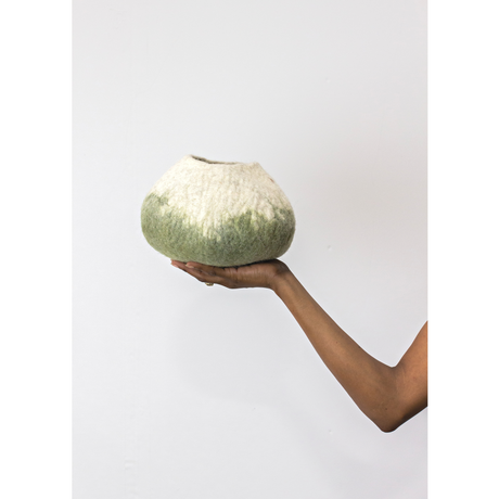 Olive Green Ombre Wool Decorative Ukhamba Bowl