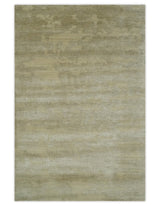 Olive Hand knotted Modern Carved Texture 4x6 Wool and art Silk Area Rug-Area Rug-Parc Decor