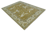 Olive, Ivory and Gray Hand knotted Oushak Custom Made Wool Rug