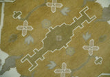 Olive, Ivory and Gray Hand knotted Oushak Custom Made Wool Rug