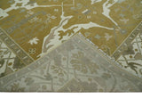 Olive, Ivory and Gray Hand knotted Oushak Custom Made Wool Rug