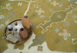 Olive, Ivory and Gray Hand knotted Oushak Custom Made Wool Rug