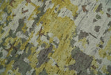 Olive, Ivory and Gray Modern abstract Hand Knotted 5x8 wool Area Rug
