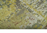 Olive, Ivory and Gray Modern abstract Hand Knotted 5x8 wool Area Rug