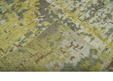 Olive, Ivory and Gray Modern abstract Hand Knotted 5x8 wool Area Rug