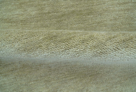 Olive Modern Solid Design Hand Knotted Wool Rug