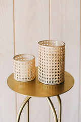 Oliver Cane Votive Candle Holder-Vases and Jars-Parc Decor