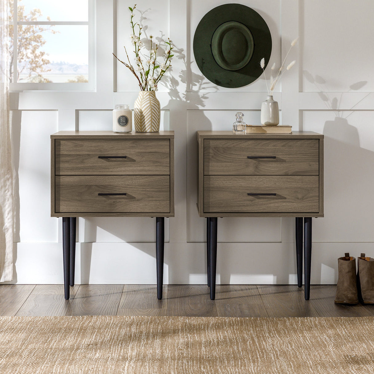 Olivia Two-Drawer Nightstand / Side Table, Set of 2-Occasional-Parc Decor