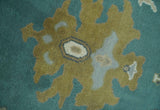 Ollie Custom Made Teal, Ivory and Olive Hand Knotted Oushak Wool Rug