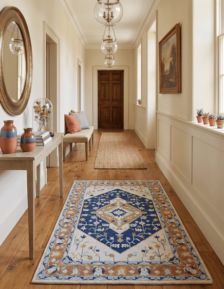 Ollie Traditional Blue And Ivory Hand Tufted Wool Rug