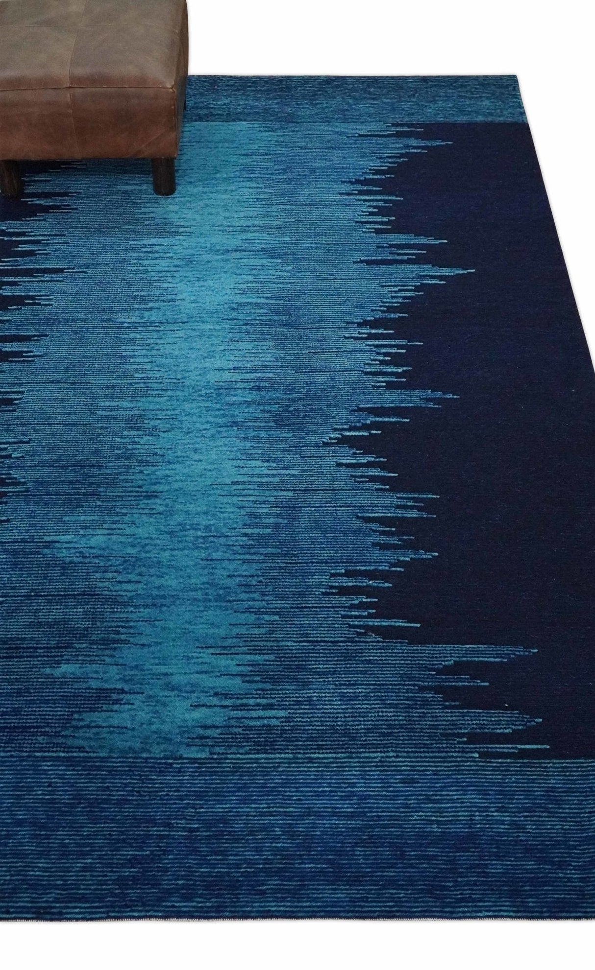 Ombre Blue 5x7 Modern Abstract Wool Hand Woven Southwestern Lori Rug