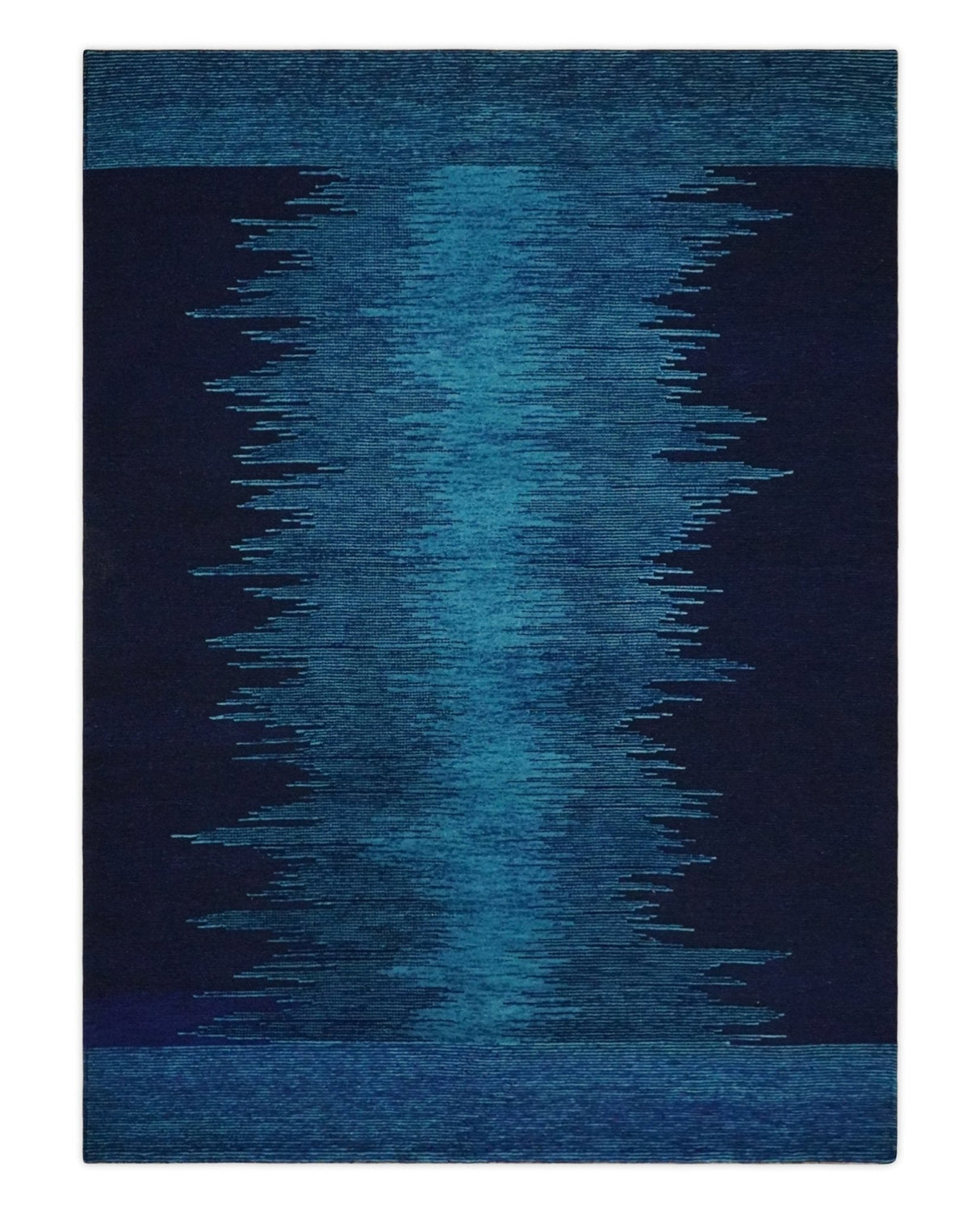 Ombre Blue 5x7 Modern Abstract Wool Hand Woven Southwestern Lori Rug