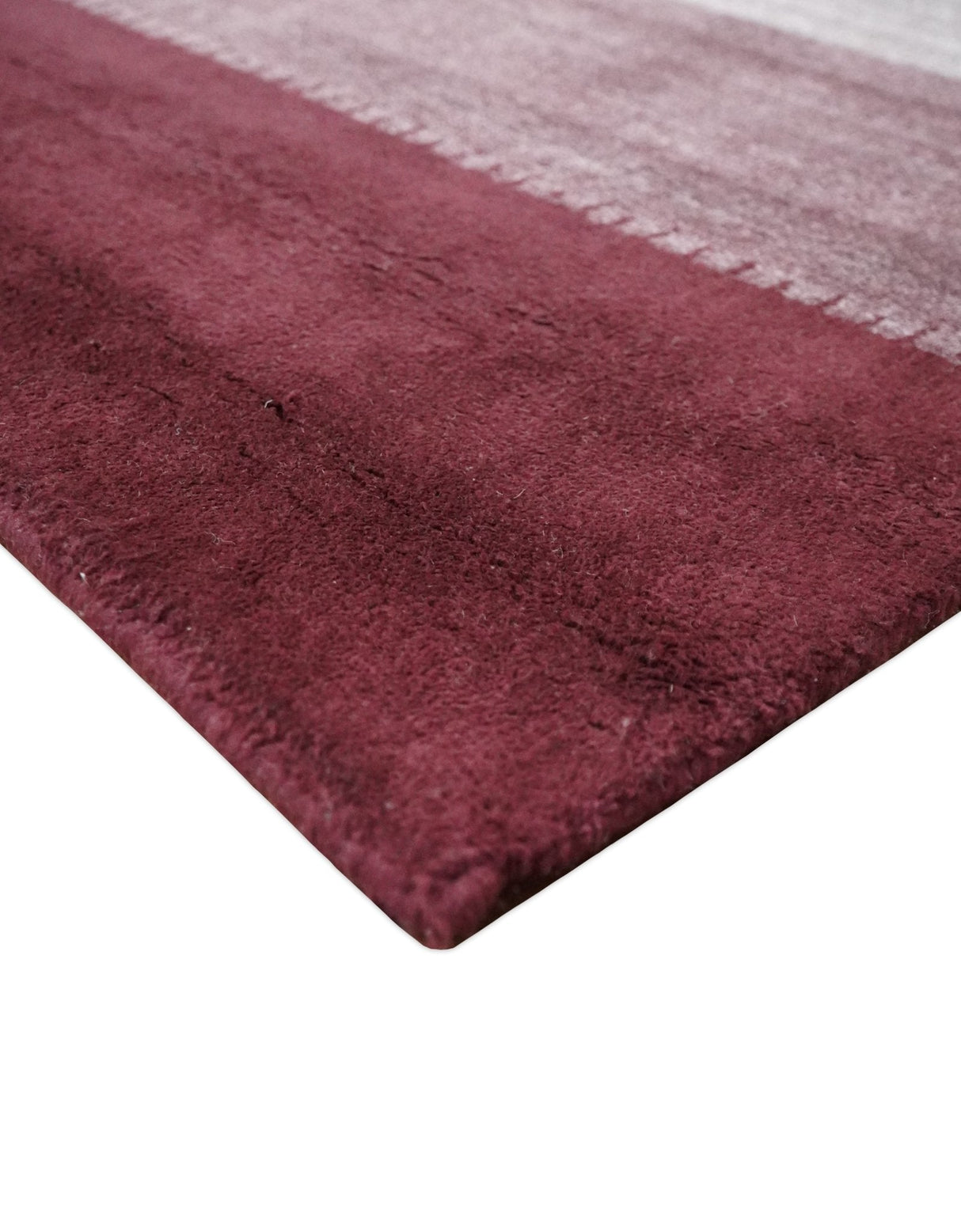 Ombre Purple and Ivory 5x7 Striped Wool and Bamboo Silk Hand Knotted Rug