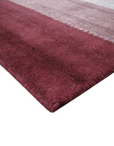 Ombre Purple and Ivory 5x7 Striped Wool and Bamboo Silk Hand Knotted Rug