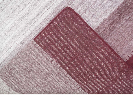 Ombre Purple and Ivory 5x7 Striped Wool and Bamboo Silk Hand Knotted Rug