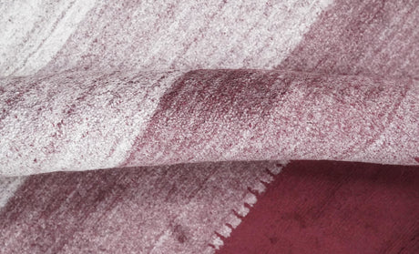 Ombre Purple and Ivory 5x7 Striped Wool and Bamboo Silk Hand Knotted Rug