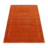Orange And White Modern Design Hand Loomed Wool Area Rug