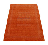 Orange And White Modern Design Hand Loomed Wool Area Rug