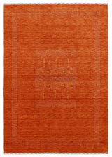 Orange And White Modern Design Hand Loomed Wool Area Rug