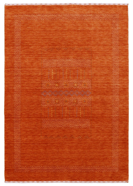 Orange And White Modern Design Hand Loomed Wool Area Rug