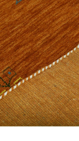 Orange Center Pattern Hand Loomed Wool Area Rug